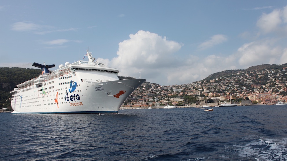 Cruiseship berthed in the waters of Villefranche-sur-Mer (Nice)